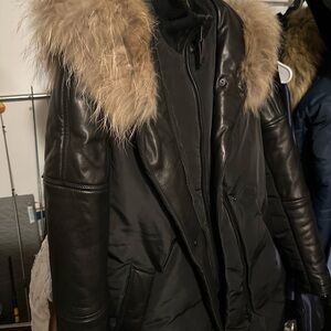 RUDSAK Black Puffer Jacket with Fur Trim